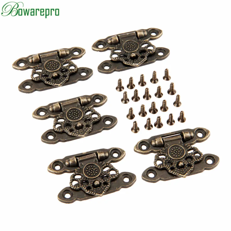5Pcs Antique Bronze Zinc Alloy Latch Hardware Decorative Jewelry Gifts Wooden Box Suitcase Hasp Latch Hook with Screws 37*25MM