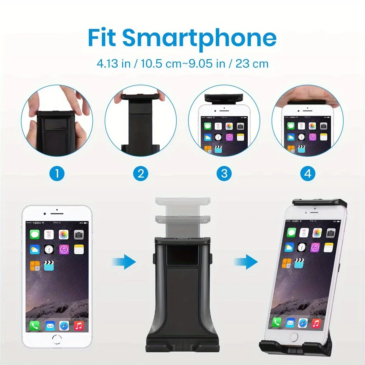 범용 마이크 스탠드 휴대폰 및 태블릿 홀더 마이크 클립 회전 및 확장 가능, 음악 및 녹음에 완벽한 동반자