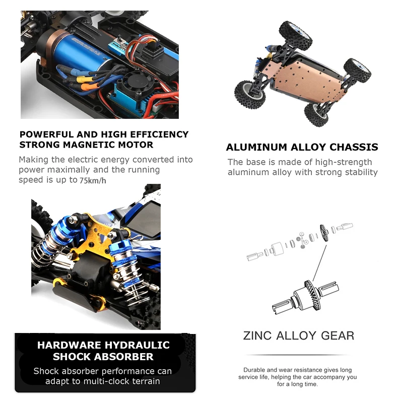 WLtoys 124017V2 Brushless RC Car, Max 75KM/H, 1:12 Off-Road Racing