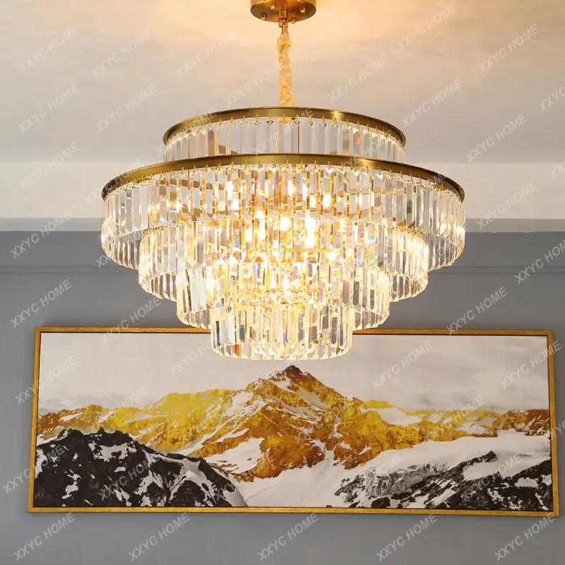 

Modern Crystal Chandelier Atmosphere Living room High-end Light Luxury Round Villa Hotel Bedroom Dining room Lamps