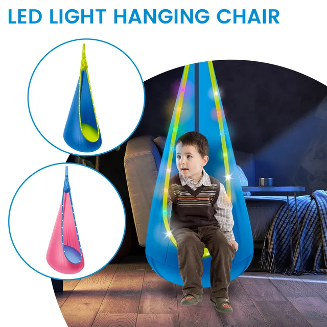 Indoor Hammock Pod Hanging Chair Kids Cozy Hanging Pod Light Up