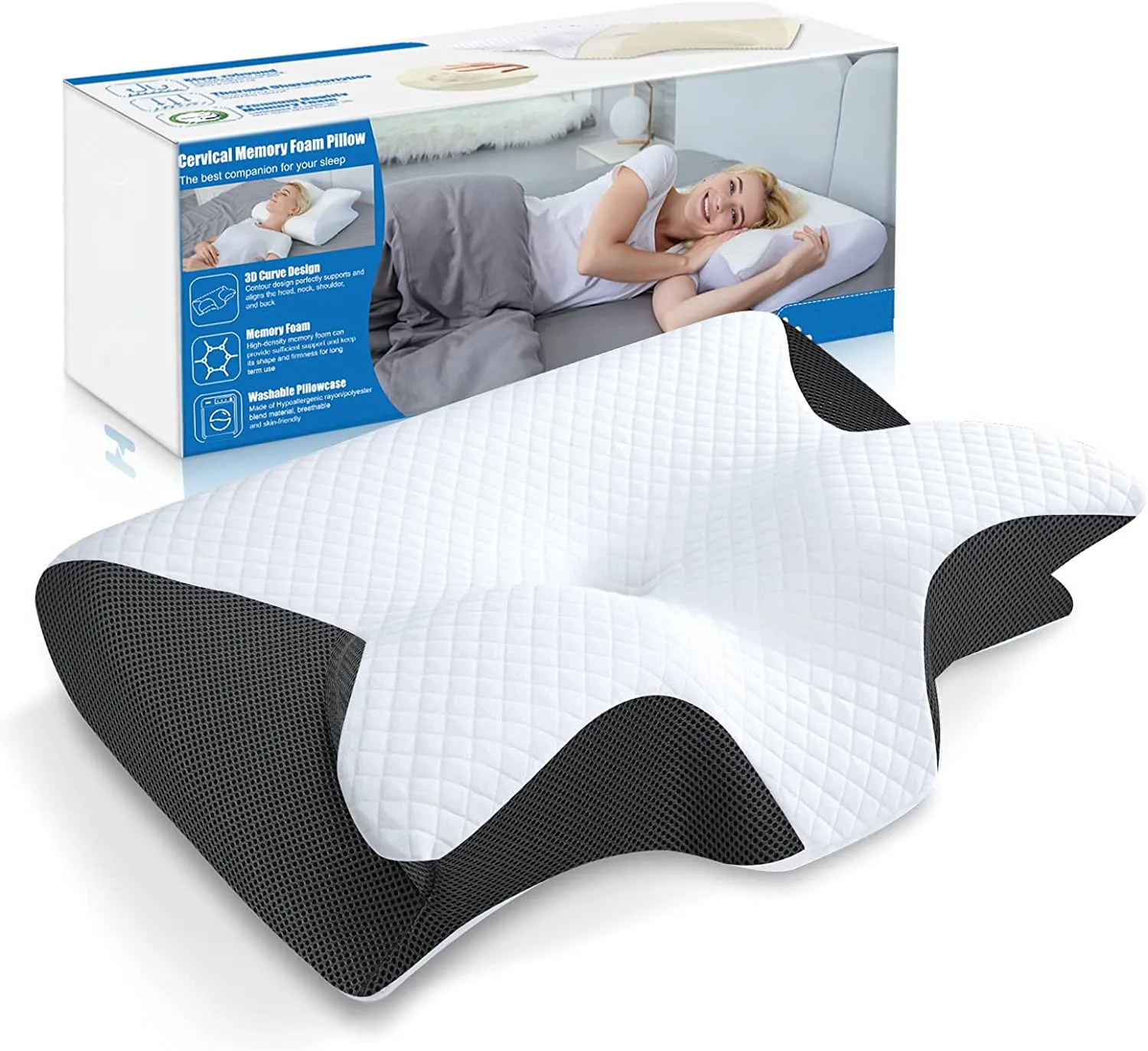 Cervical Memory Foam Pillow Contour Pillow for Neck and Shoulder Pain
