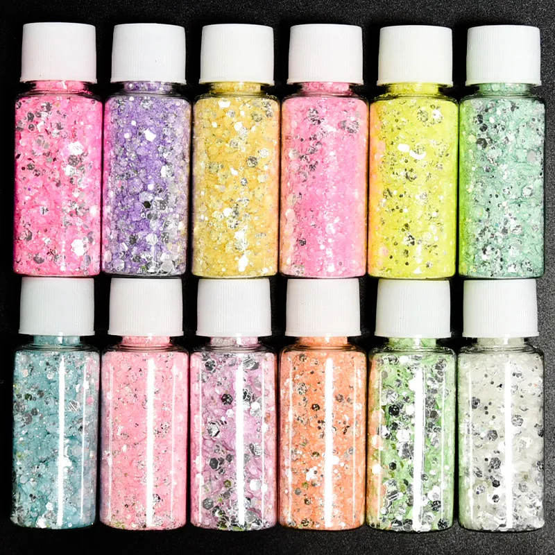 50g/Bag Holographic Chunky Nail Glitter Bulk Colorful Mixed Hexagon Sequins  Flakes For Cosmetic/Face/Body/Eye/Hair Decorations