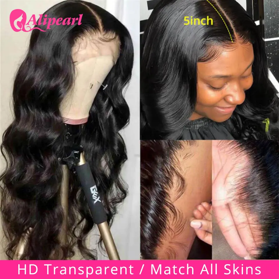 AliPearl Hair Real HD Lace Front Human Hair Wigs Body Wave 5x5 Closure Wig Invisible Lace Wig Pre-Plucked for Women human hair wig lace front wig human hair wigs front lace wig