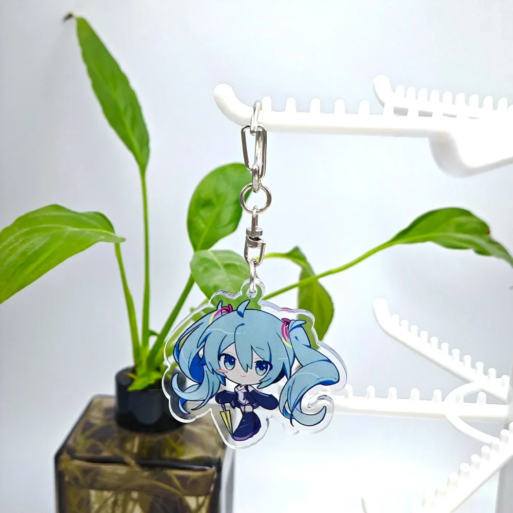Cartoon Anime Lilo and Stitch Pendant Keychains Holder Car Key Chain Key Ring Mobile Phone Bag Hanging Hatsune Miku