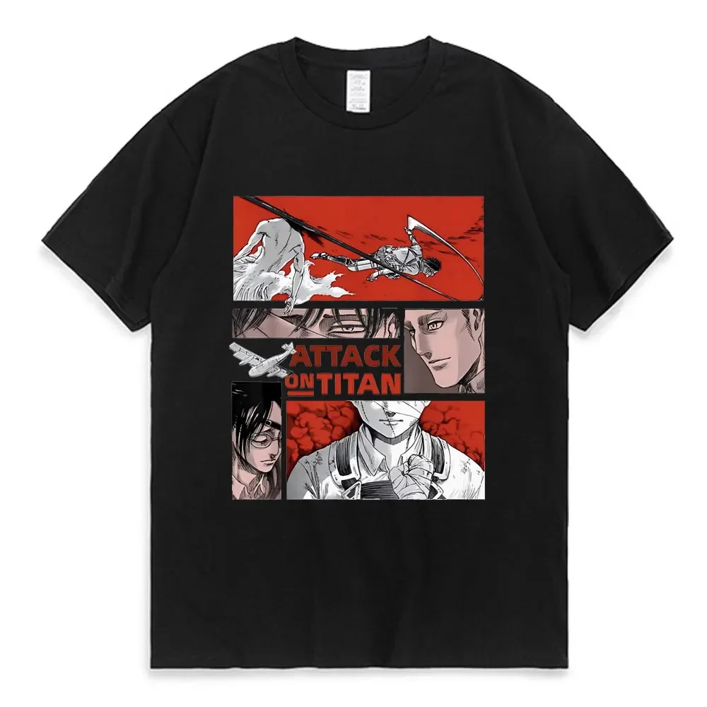 Attack on Titan 남녀공용 티셔츠, 100% 코튼 플러스 사이즈 루즈 스트..