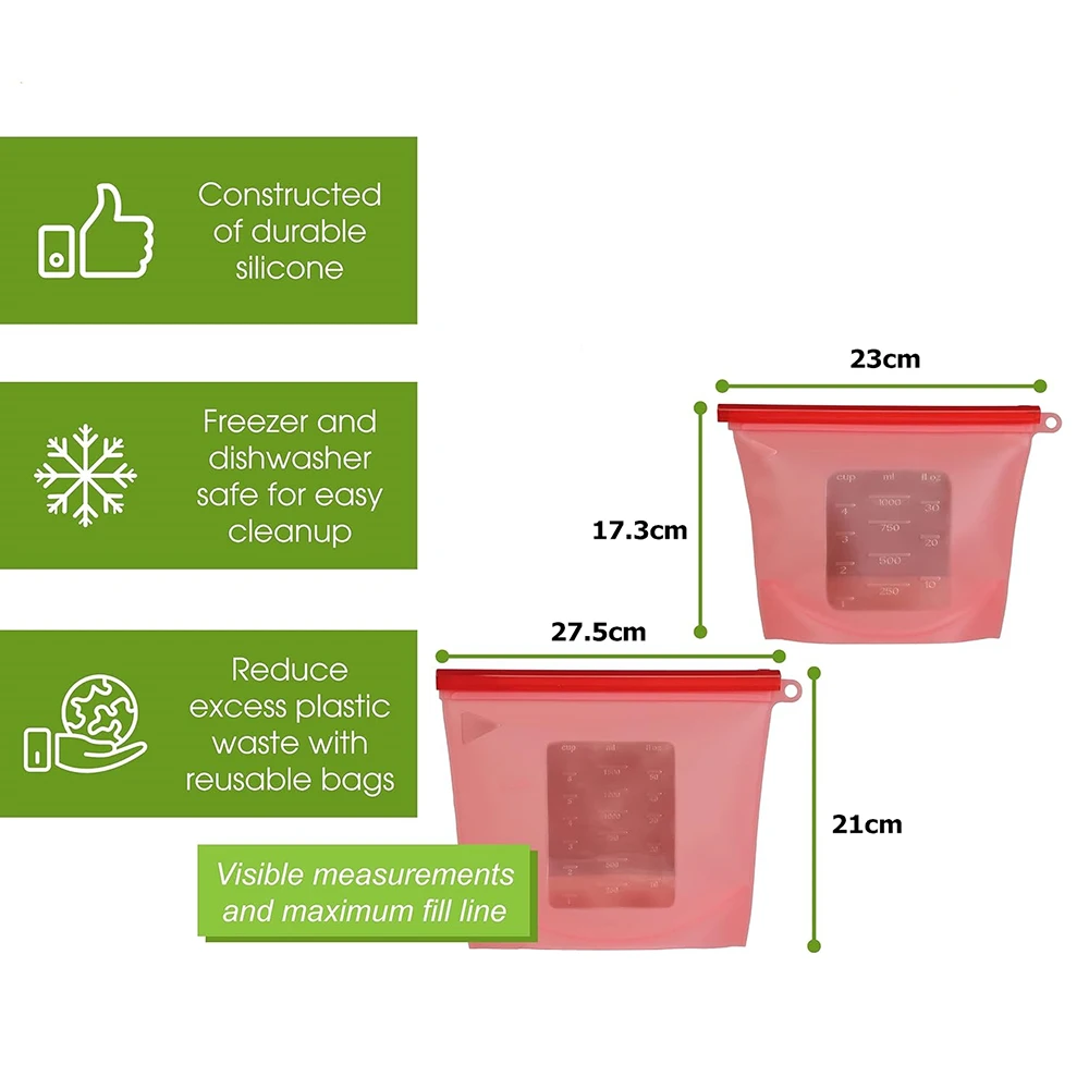 Reusable Silicone Food Preservation Bag - BPA Free, Sealable & Freezer Safe
