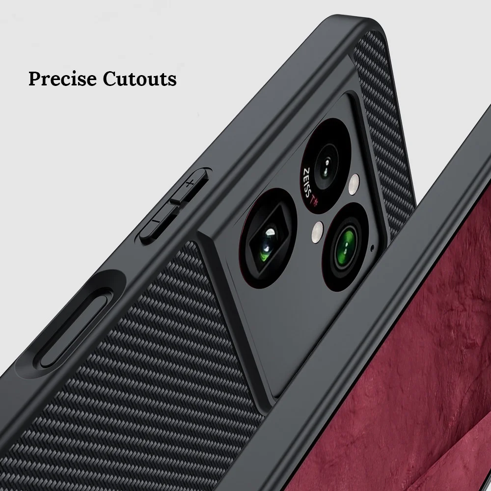 Carbon Fiber Texture Magnetic Case with 360° Rotatable Ring Kickstand - Shockproof and Anti-Slip Protective PU Leather