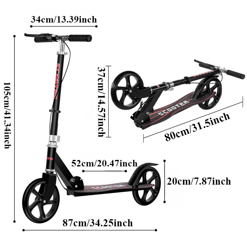 Kick Scooter Portable Foldable Scooter with Adjustable Handlebars Dual Braking System for Kids Teens Adults
