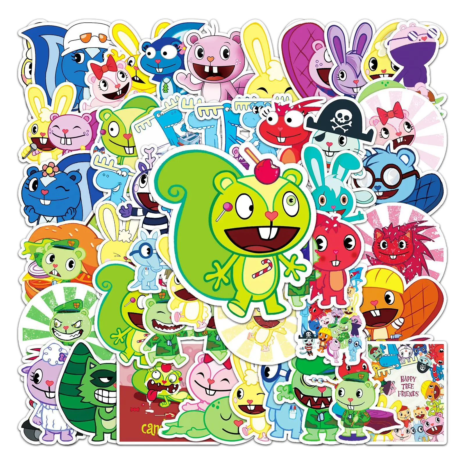 

10/30/50pcs Cartoon Happy Tree Friends Stickers Laptop Bike Travel Luggage Funny Graffiit Sticker Decals for Kids Toy Wholesale