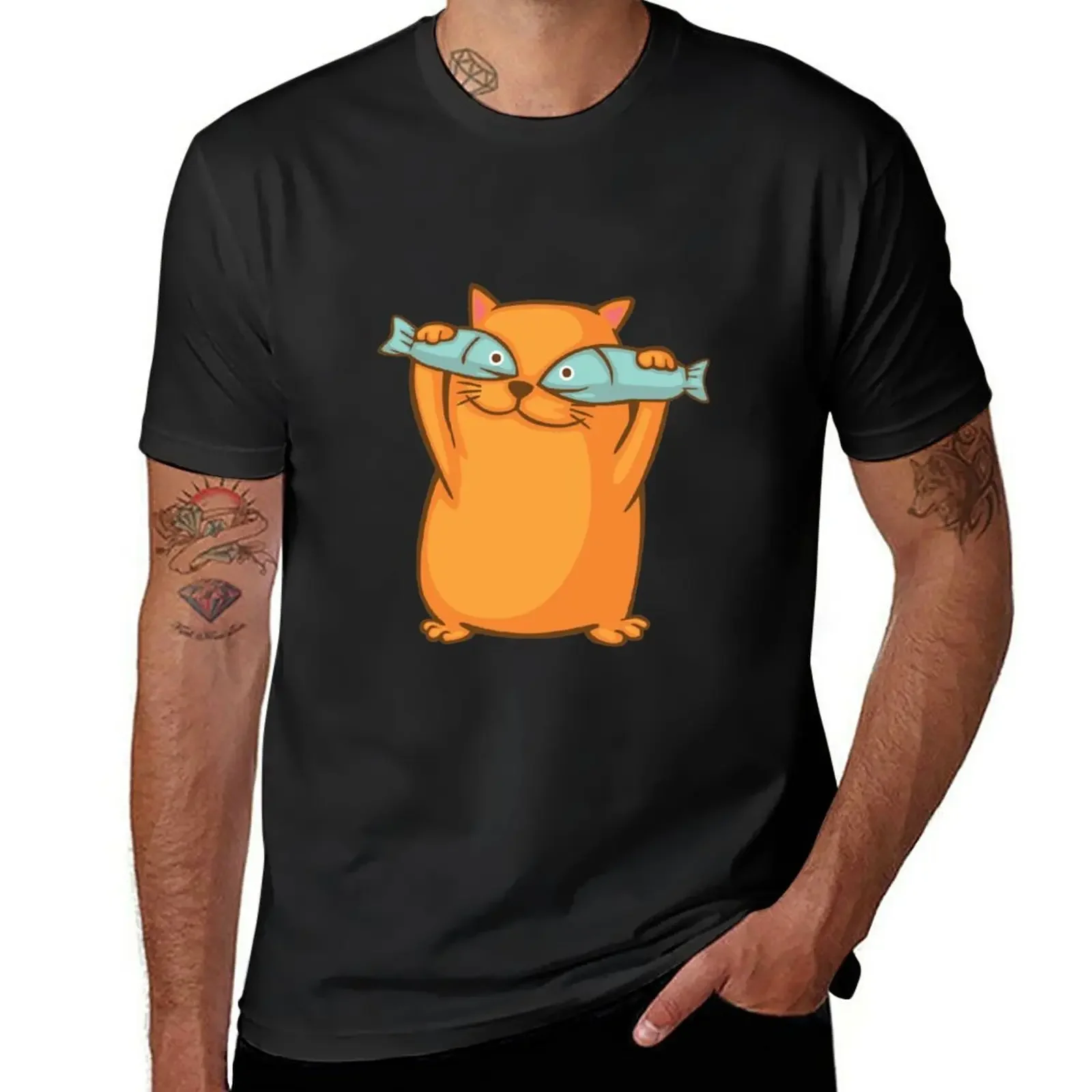 

Cat with fish eyes T-Shirt boys whites tees t shirts for men cotton