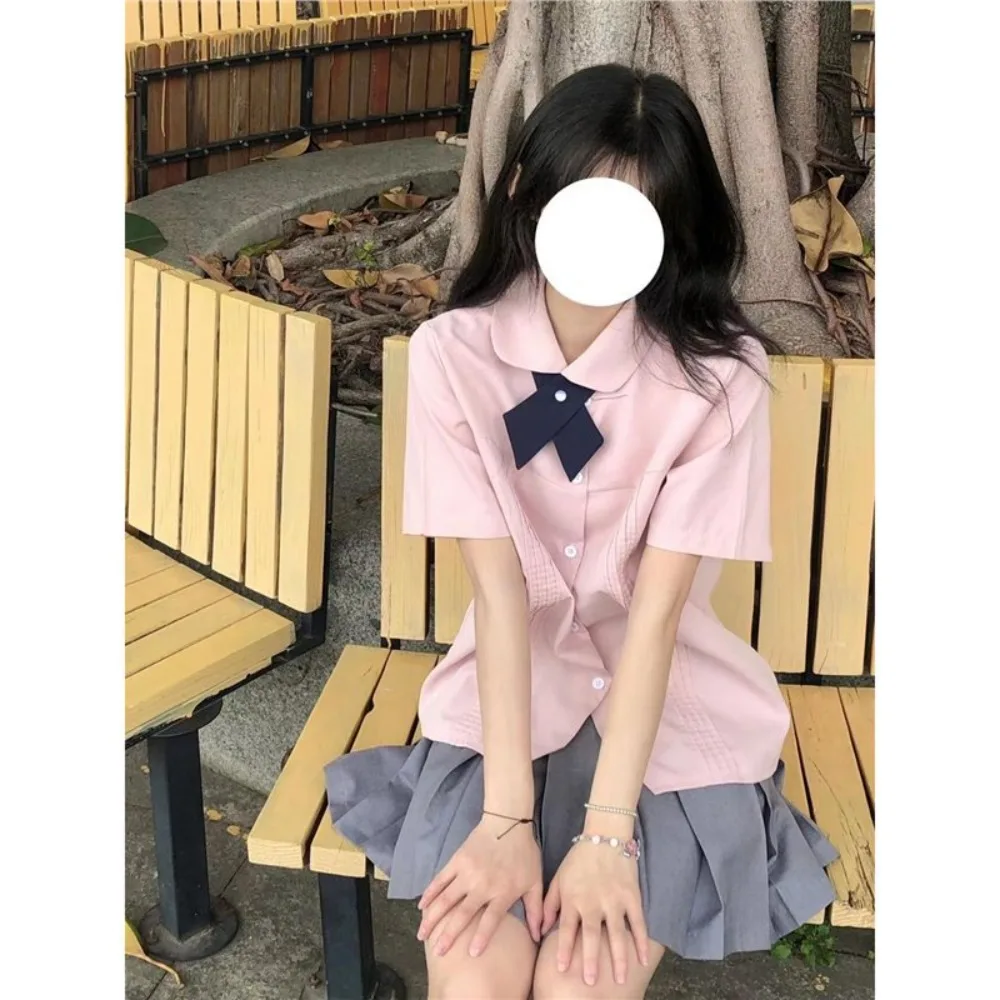  대학 스타일 JK 교복, 여성용 반팔 셔츠 탑 3피스 슈트, 데일리웨어 및 코스프레용 캐주얼 의상
