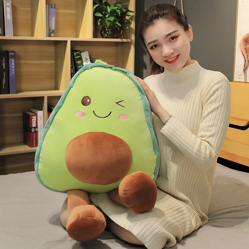 30cm 스마일링 아보카도 플러시 그린 베개 인형 모양 과일 스퀴시 쿠션 등받이 홈데코 선물