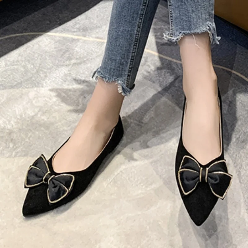 

Shoes for Women 2023 Fashion Autumn Women's Flats Butterfly-knot Pointed Toe Shoes Ladies Shallow Mouth Light Shoes Women