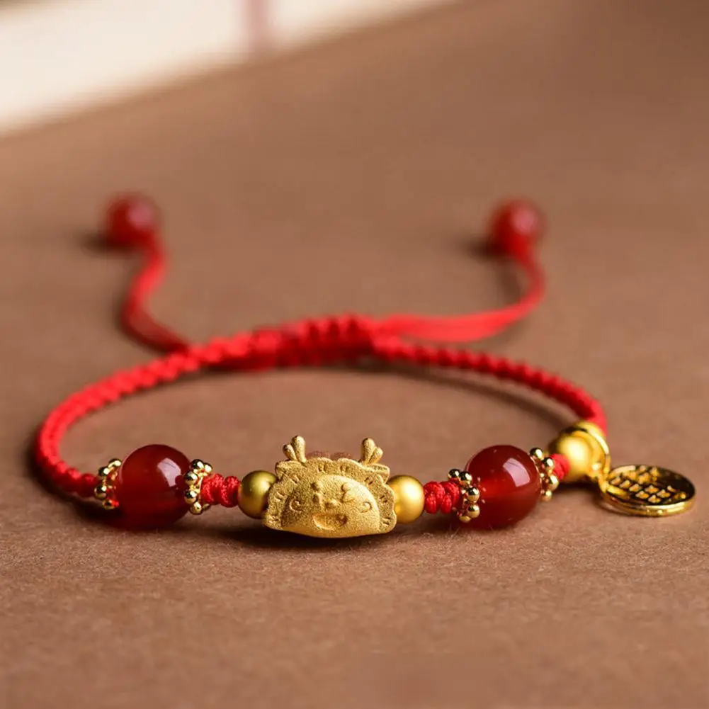 2024 Drago Corda Regolabile Braccialetto Di Corda Rossa Regalo Capodanno Cinese Braccialetto Intrecciato Genitore-Figlio Gioielli Pace E Gioia