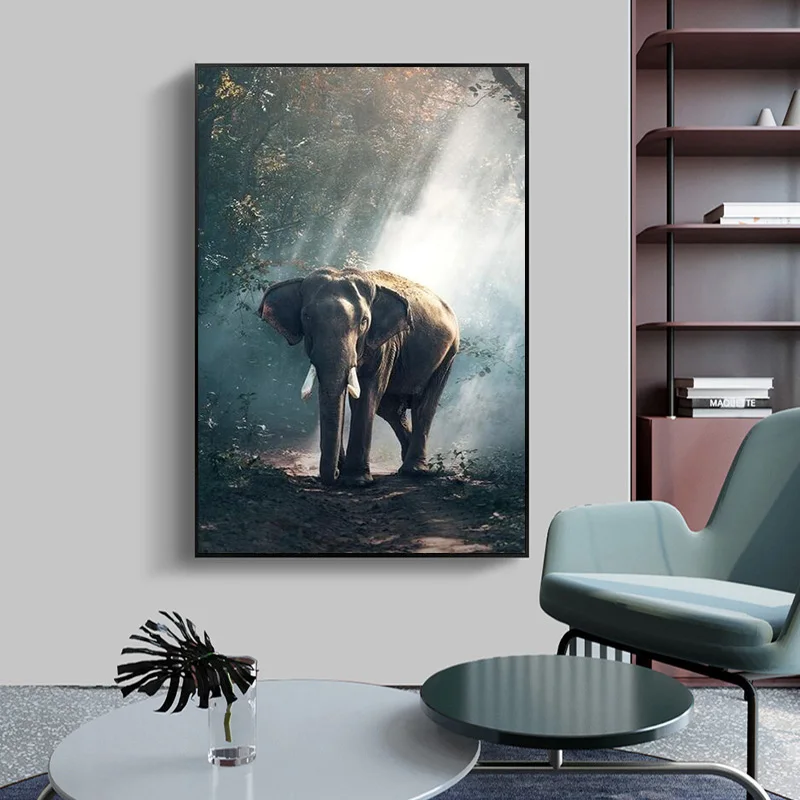 Nature Animal Canvas Painting Elephant Mother and Child Posters and Prints Wall Art Pictures for Living Room Decoration Cuadros