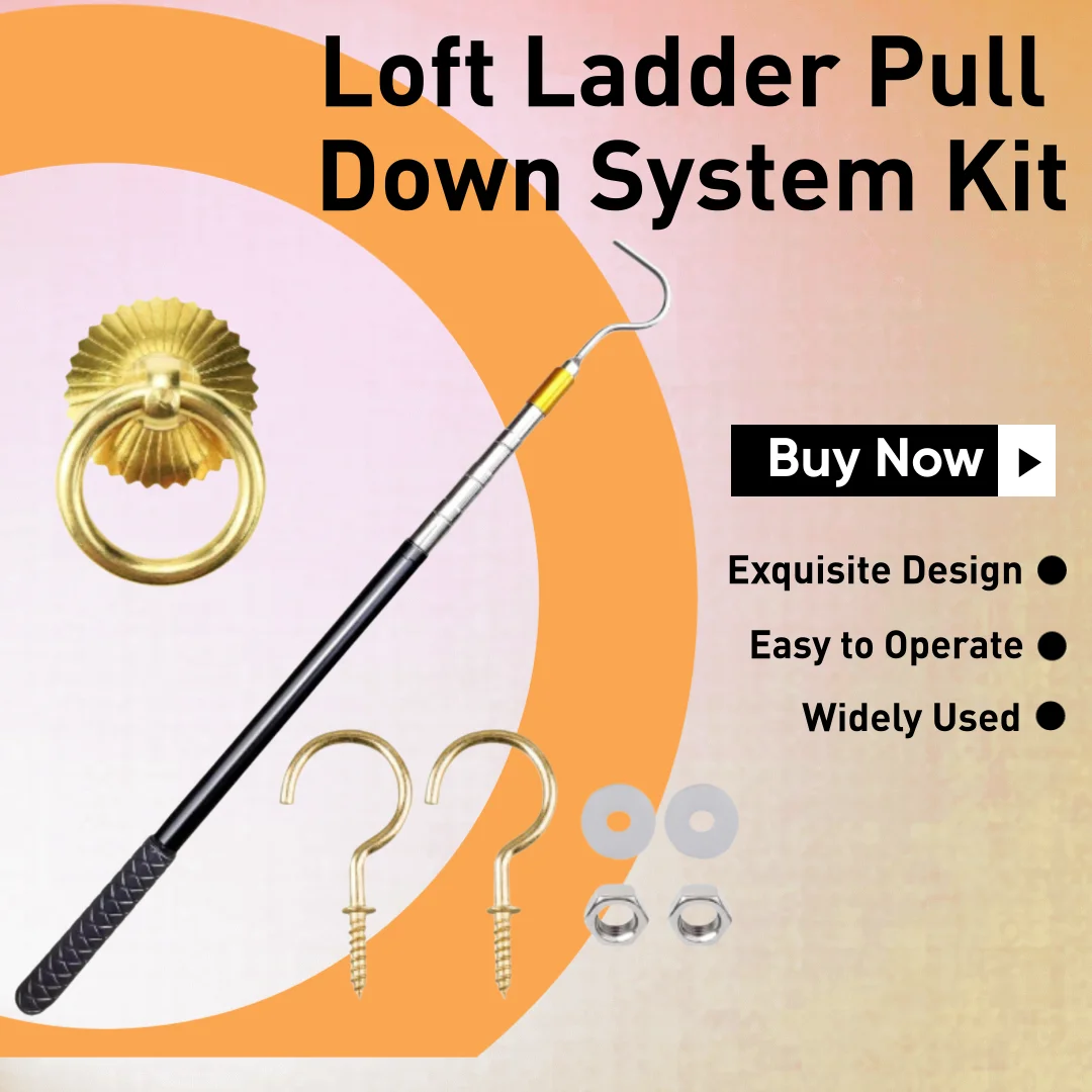 Ladder Pull Down System Kit Professional Household Storage Hook Loft Stairs Pull Down Extension Rod Attic Hook