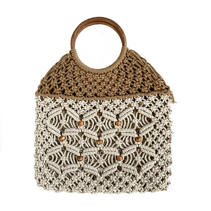 틈새 디자인 해변 휴양지 할로우 아웃 우븐 핸드백, 여성 여름 2023 