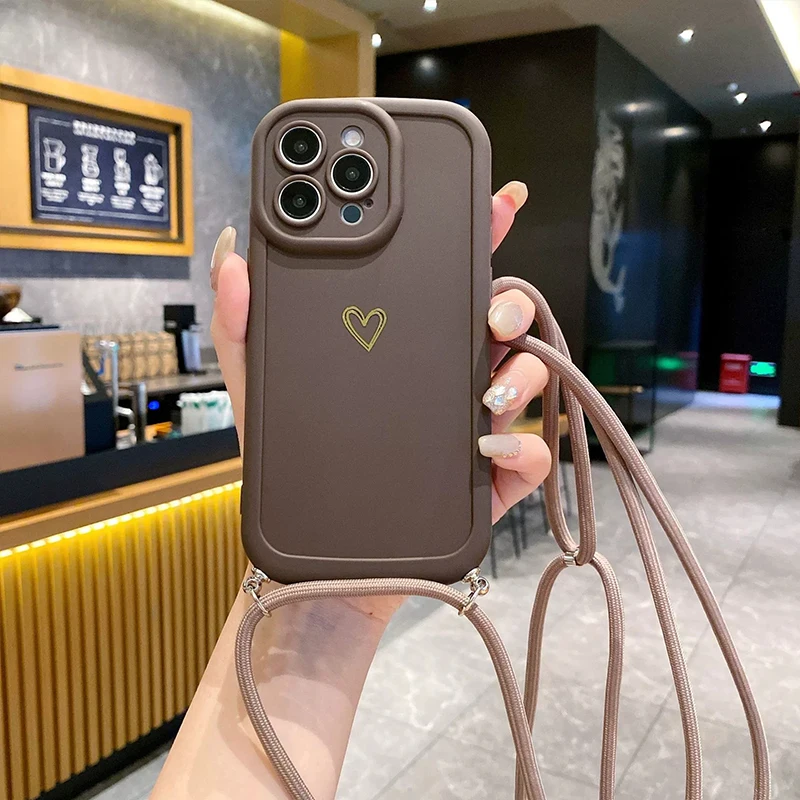ตัวเลือกสินค้า เคสสายคล้องคอ Lanyard Love ซิลิโคน สำหรับ iPhone