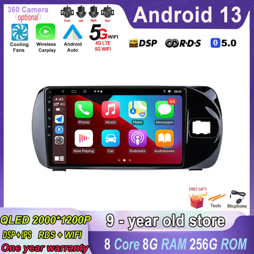 

Android 13 для Toyota Vitz 3 XP 130 2014-2020, мультимедийный автомобильный монитор, видеоплеер, Авторадио, GPS-навигация, радио