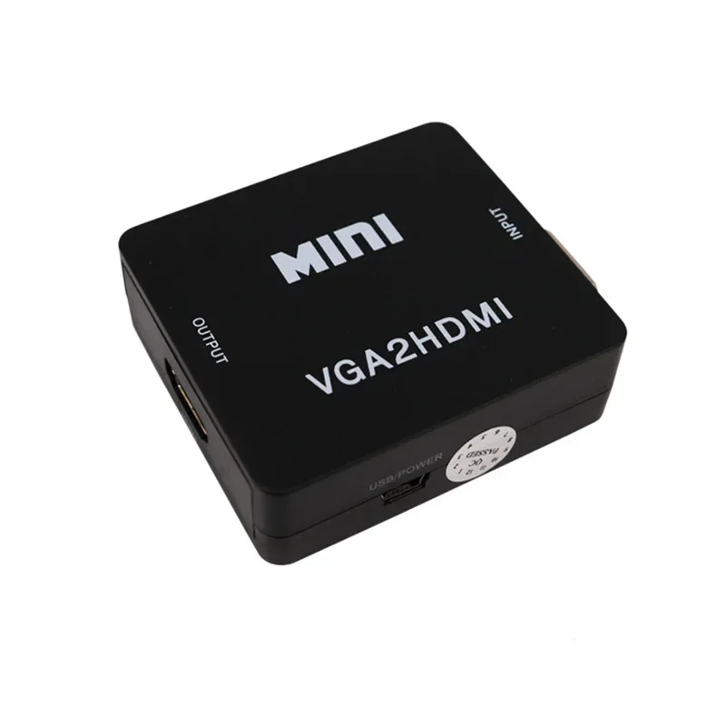 고화질 Vga to HDMI 비디오 컨버터 박스, 소형 화이트 큐브 오디오 변속기 라인, 4k 1080p 네트워킹 도구
