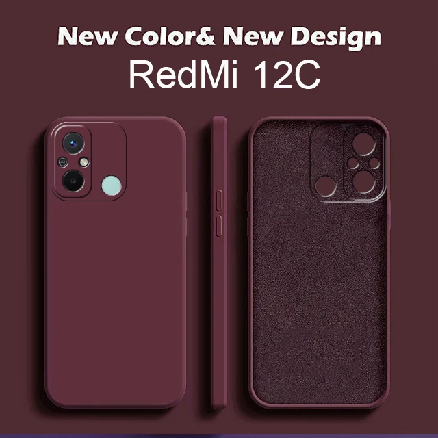 Funda cuadrada Original para XiaoMi RedMi 12C RedMi12C, carcasa de silicona  líquida de 6,71 pulgadas, 12 C, versión Global, Mi 12C - AliExpress