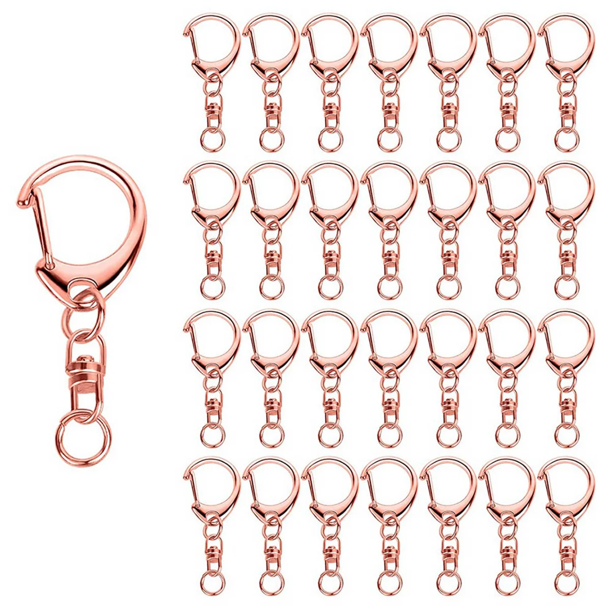 

50 Pcs Rose Gold Keychain, Spring Snap Key Ring with Chain and Jump Rings, DIY Key Chain Parts for Craft Hanging Buckle