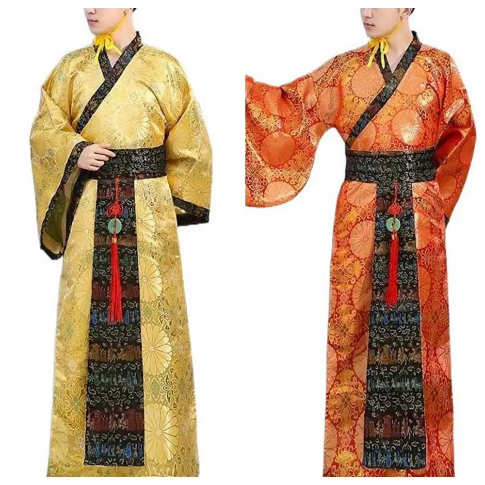 Outfit Ancient Chinese Men Hanfu Emperor King Stage Clothes Suit Robe Hat Set Folk Dance