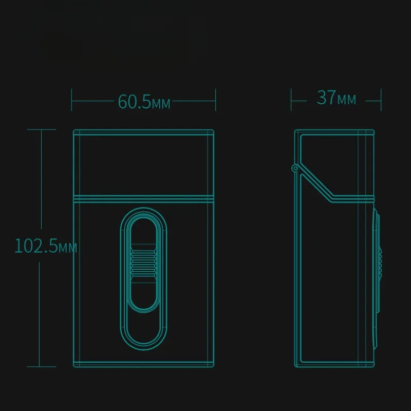 Type-C Rechargeable Upgraded Version Cross Double Arc Pulse Cigarette Lighter Cigarette Box Cool LED Lights 20 Pieces Cigarette