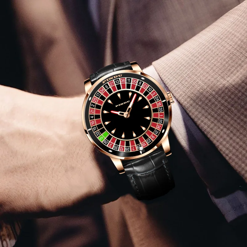 PINDU Design Mechanical Watch NH35 Movement Arabic numerals Rotating Dial Roulette Automatic Watch Diamond Luminous Hands P6616 5