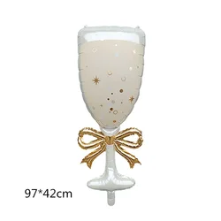 Elegant Celebration Foil Balloon Set with Champagne Bottle and Wine Glasses - Perfect for Weddings, Birthdays, and Festive Backdrops (Champagne - glass)