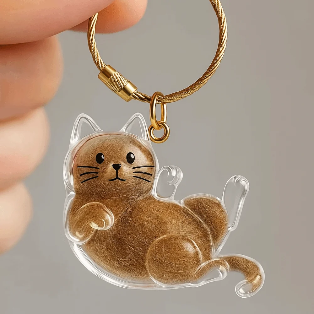 New Transparent Cat Hair Storage Keychain Cute DIY Decoration Pet Fur Keepsake Capsule Gifts Pet Hair Container Pet Lovers