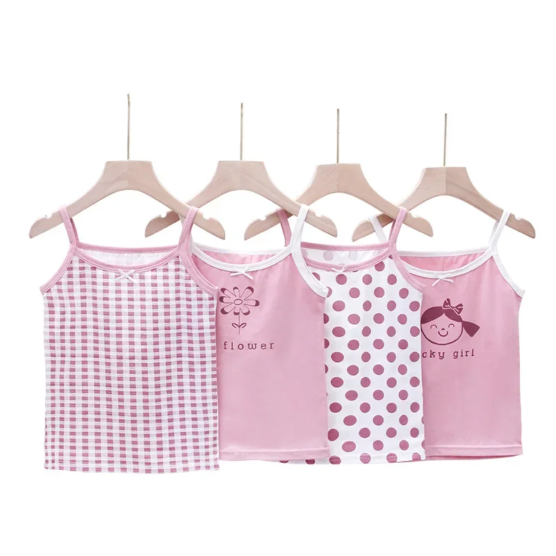 Summer Girls Cartoon Tank Top Children's Sets Wear Cotton Crewneck Vest Strappy Tops Briefs Boxer Shorts Kid 3-8 Years Old