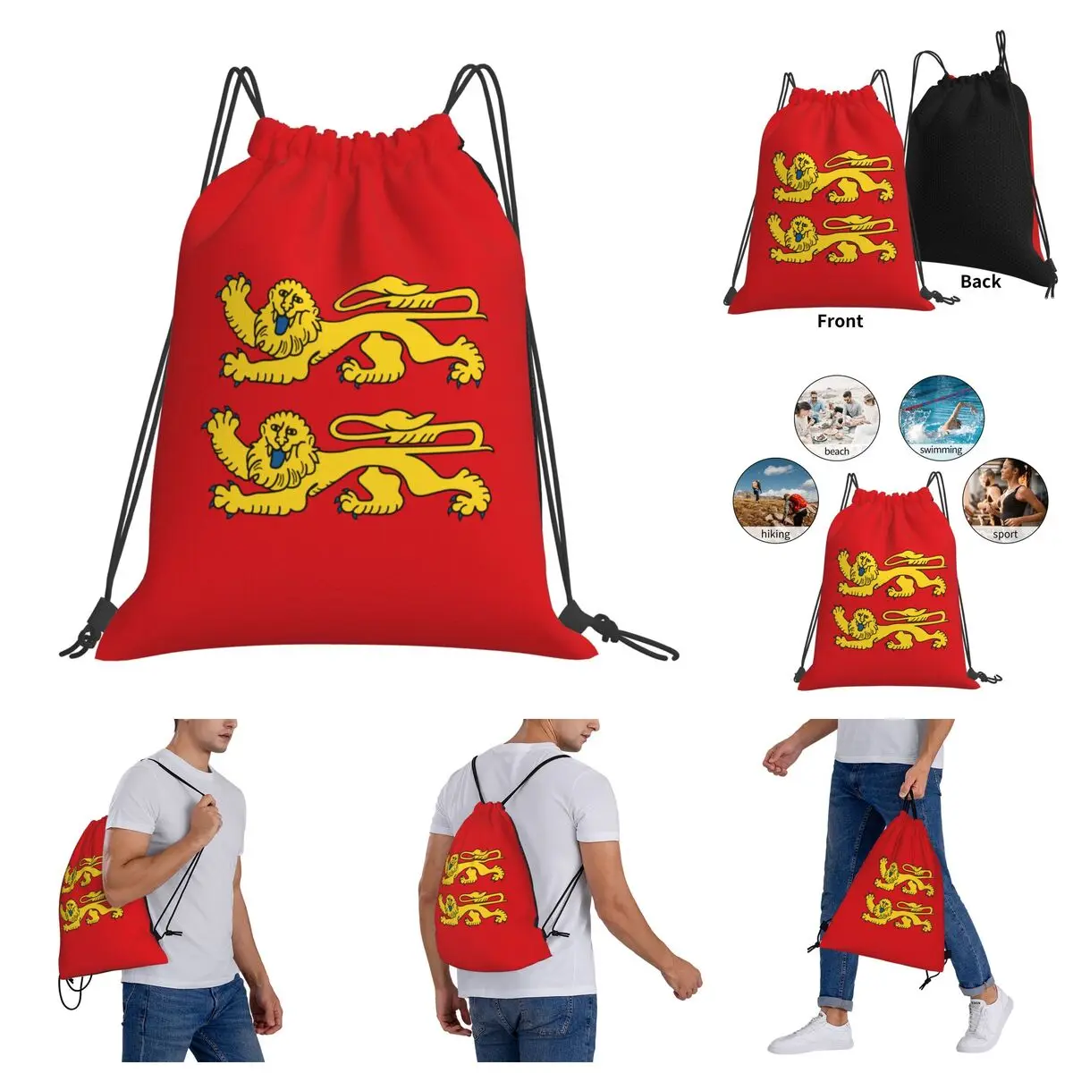 

Backpack Humor Graphic Drawstring Bags Gym Bag Flag Of Normandy Classic Rucksack