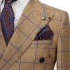 Cenne Des Graoom 2023 New Brown Plaid Suits for Men Double Breasted 2 Pcs Set Blazer Jacket Pants Wedding Party Meeting Office 3