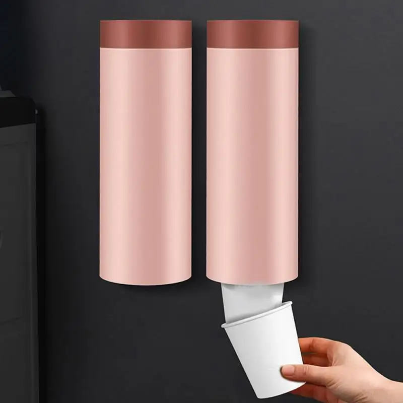Disposable Paper Cups Dispenser Wall Mounted Dust-proof Plastic Cup Holder Cup Storage Rack Container Paper Storage Rack