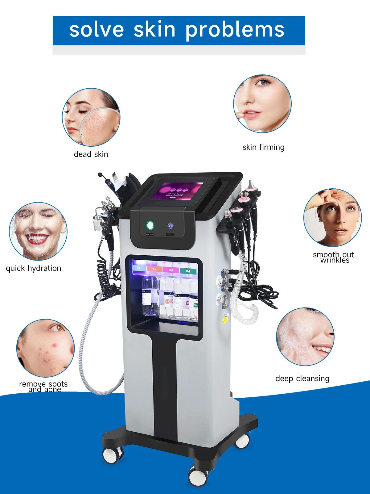 NEWGAGA 10 IN 1 Hydro Water Oxygen Jet Machine Facial SPA Massager Aqua Peeling Moisturizer Small Bubble Skin Cleaning Device