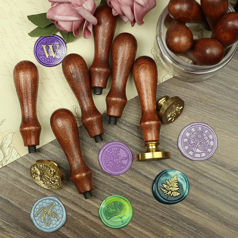 1 Pcs Lacquer Seal Wooden Handle DIY Handicraft Tool Retro Envelope Sealing Handle wax seal stamp 8X2cm Roller Stamp Decoration