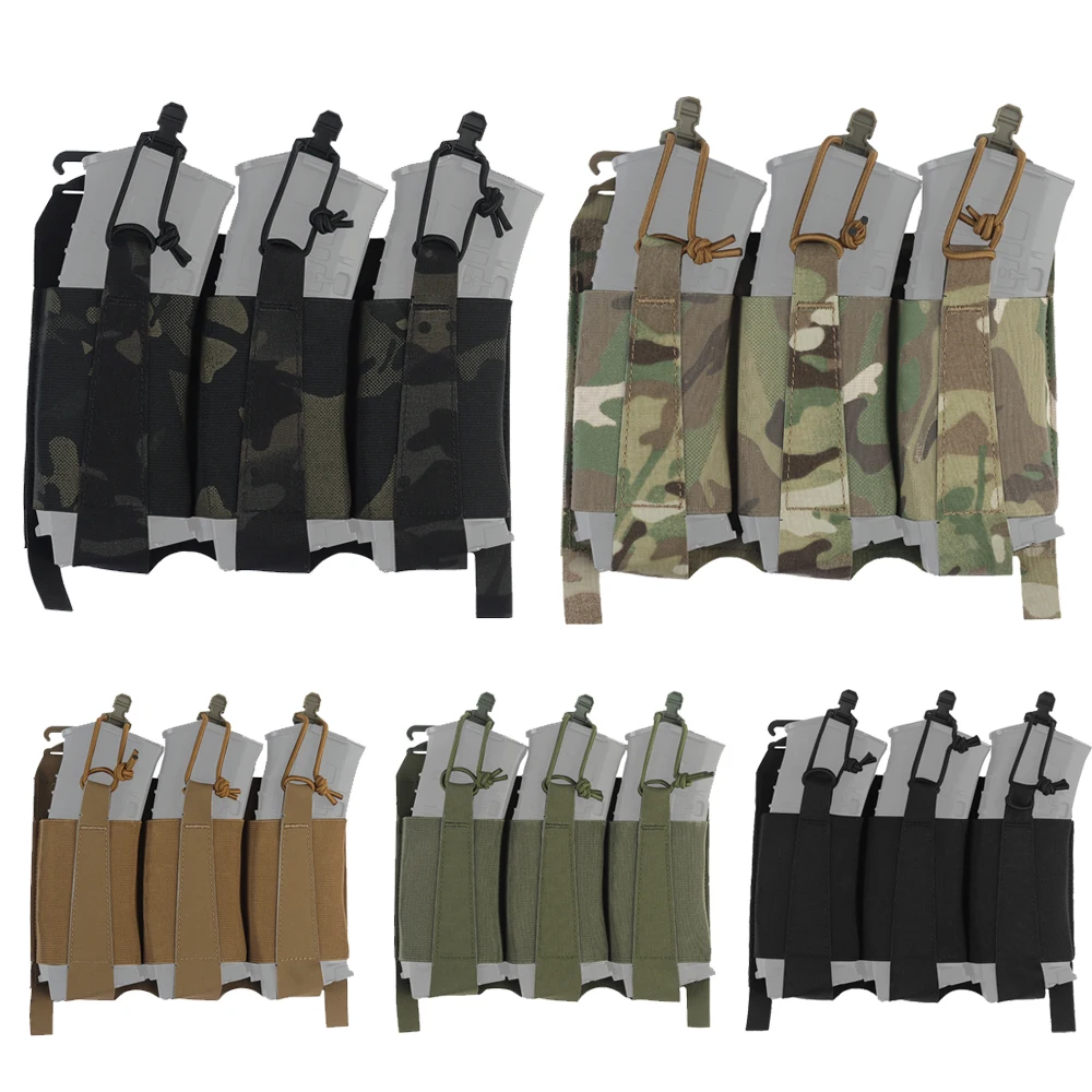 

Tactical Triple AR15 M4 M16 AK Magazine Pouch Rifle MAG Pouch Hunting Vests Magazine Holder with Elastic Retention Bungee Cord