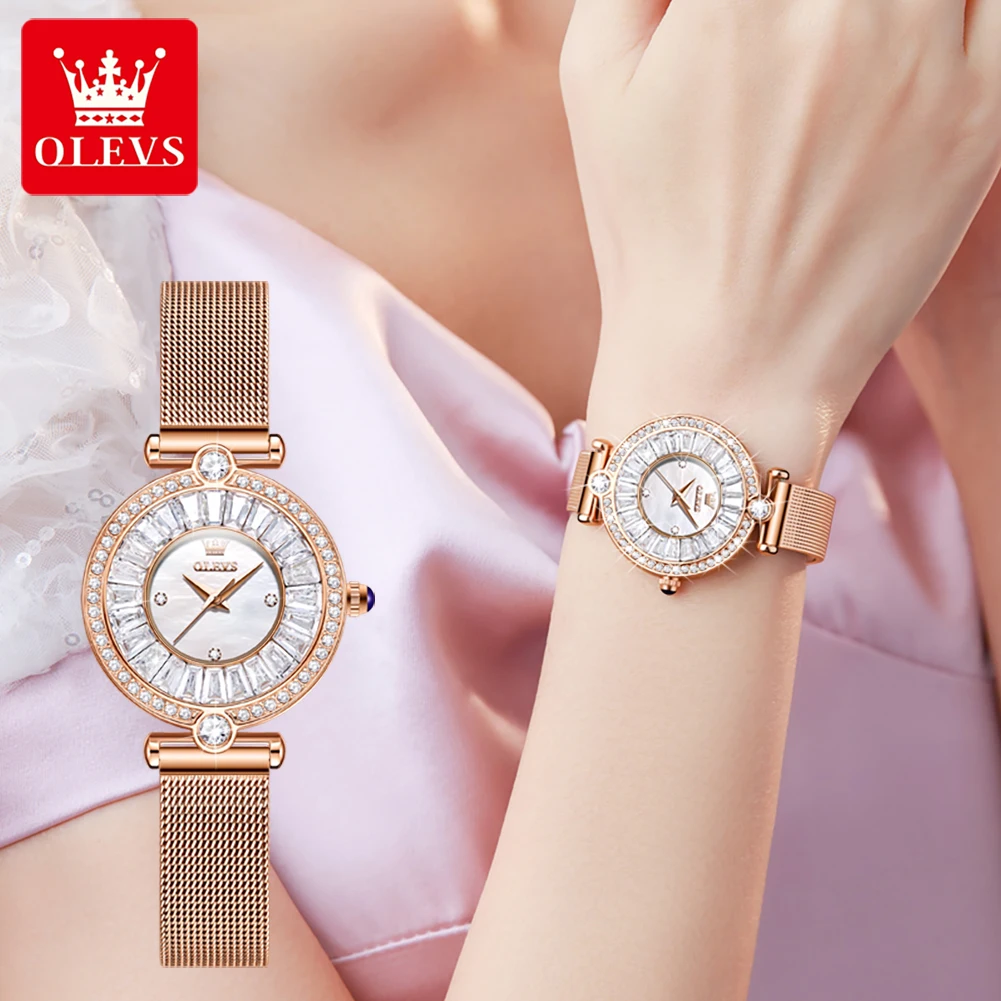 OLEVS Watch for Women Original Brand Quartz Women's Watch Waterproof Stainless Steel Mesh Belt Reloj Mujer Elegant Ladies Watch