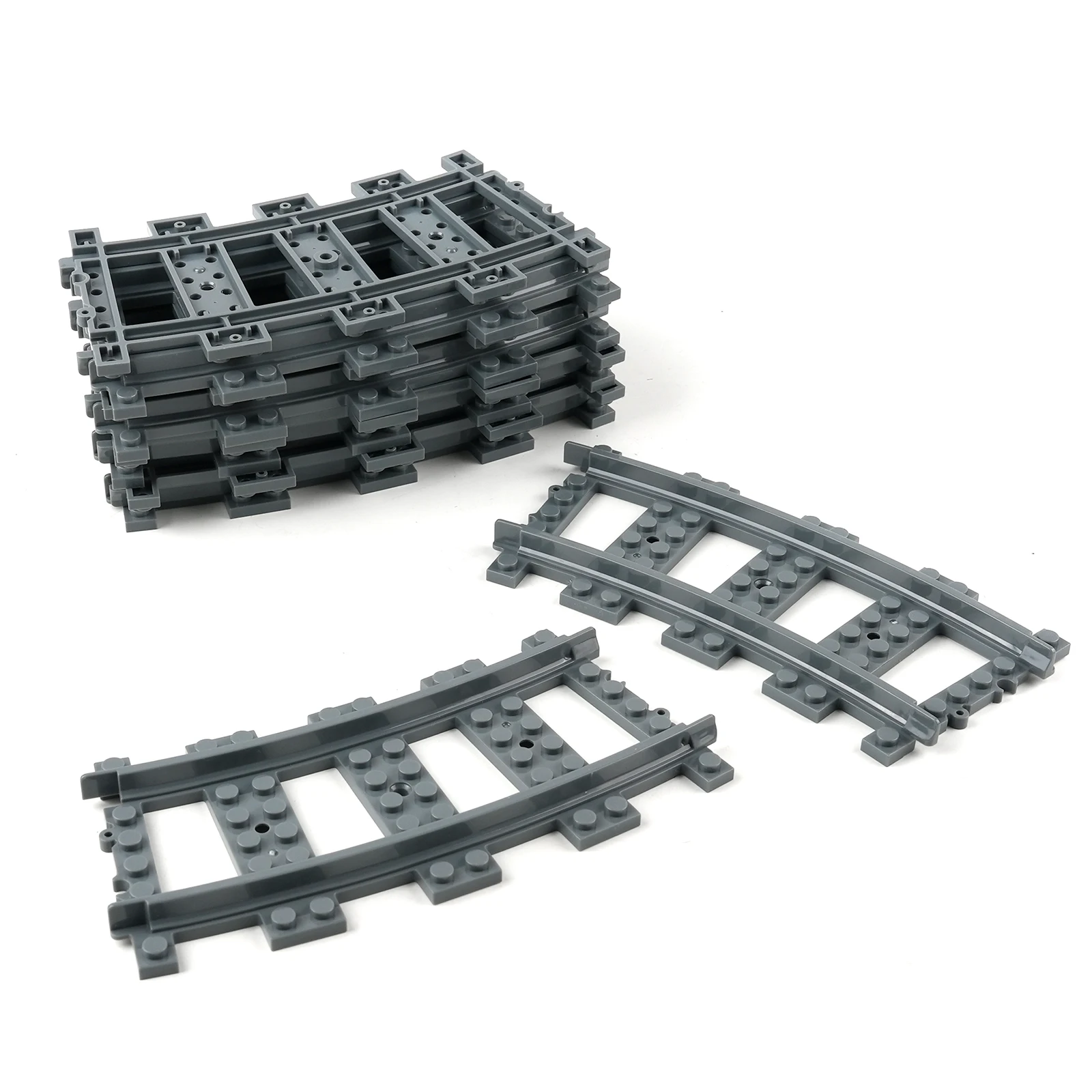 MOC 직선/곡선 레일 기차 트랙 모델 빌딩 블록 부품 기차 철도 DIY 53400/53401 장난감 조립식 작은 블록