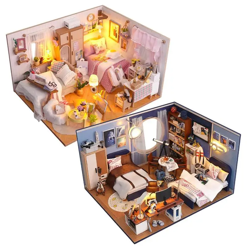 

Dollhouse Miniature DIY Kit Mini Doll House Accessories DIY Wooden Dollhouse Handmade Miniature Kit With Furniture Reusable Mini
