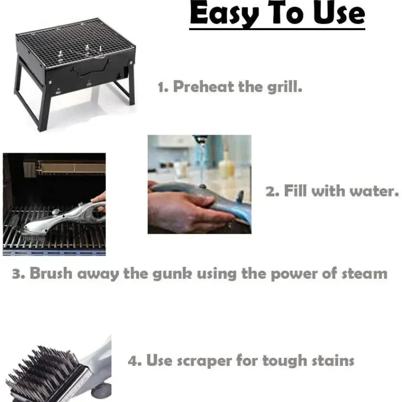 Barbecue Grill Outdoor Steam Cleaning Brushes BBQ Cleaner Suitable for Charcoal Scraper Gas Accessories Cooking Kitchen Tool
