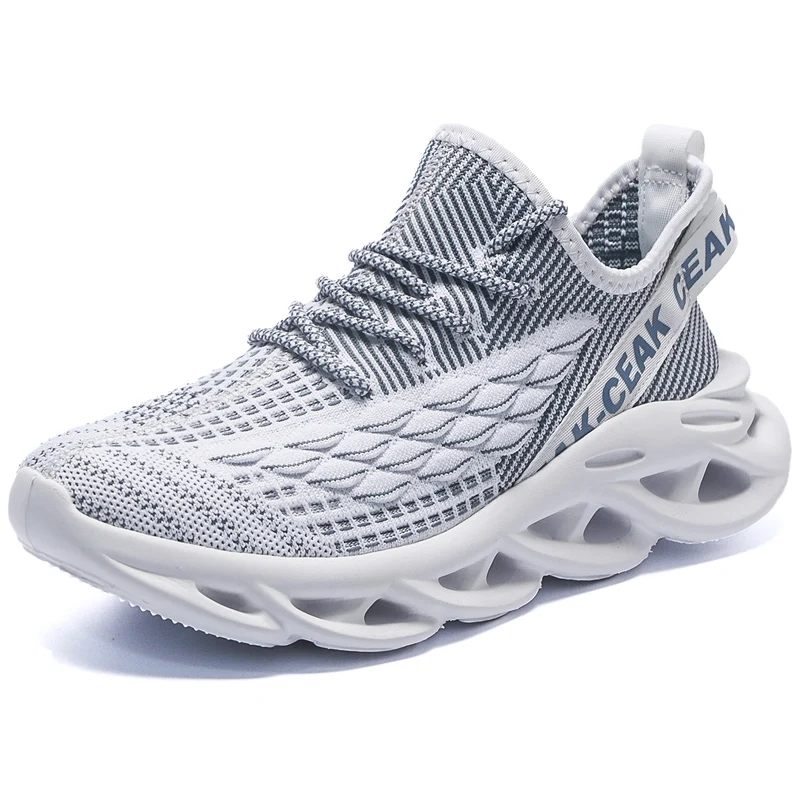 

Men's Fashionable Running Shoes Flying Woven Fish Scale Design Mesh Surface Twist Sole Casual Shoes Lightweight Hard-wearing