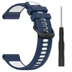 Two - Tone Silicone Sports Strap Replacement Bracelet Watchband (Blue White)