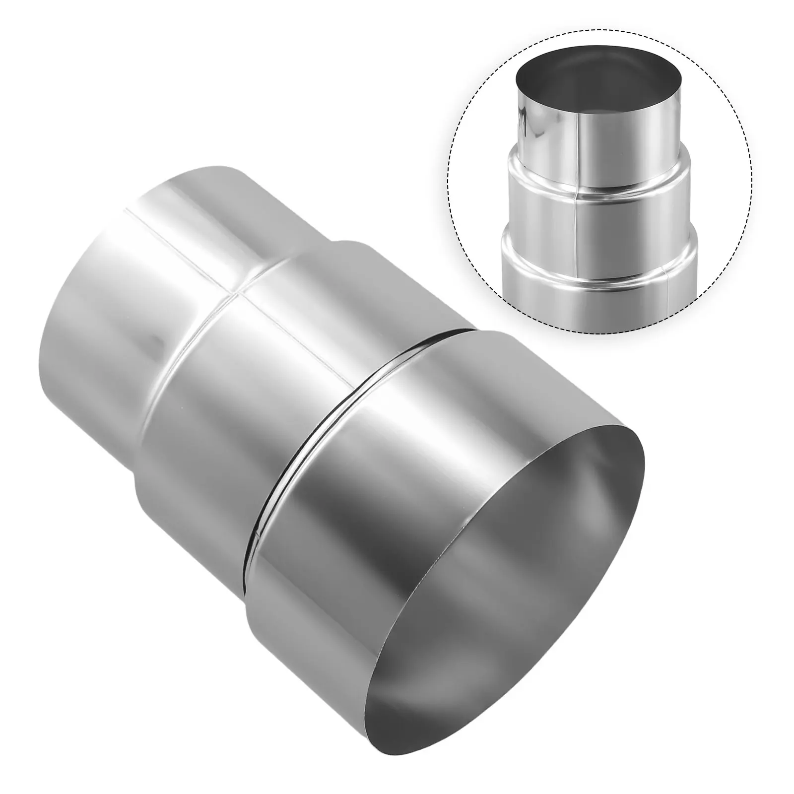 Stainless Steel Flue Liner Reducer 60-120mm Exhaust Pipe Reducing Joint Chimney Adaptor Stove Pipe Ventilation Accessories