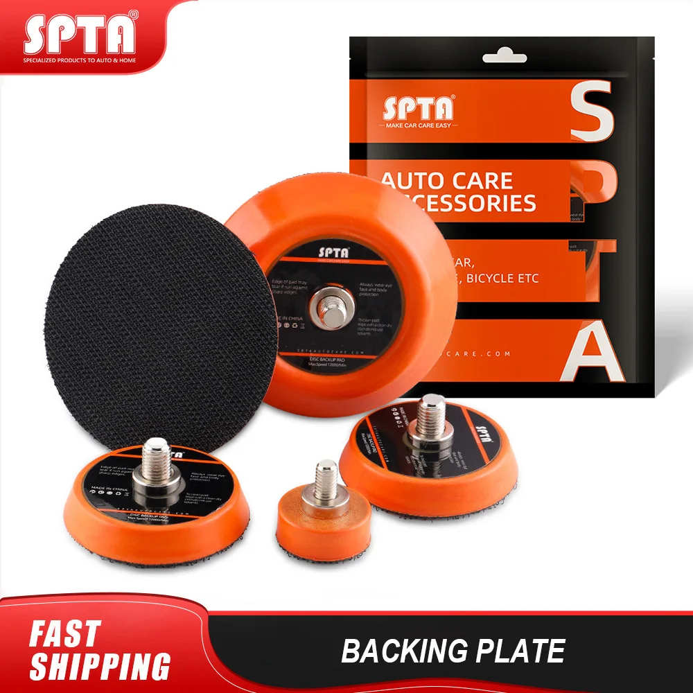(Single Sale) SPTA 1/2/3 Inch M6 5/16"-24 Thread Soft Edge Backing Plated Pad Hook Loop for Orbital RO Power Tools Drill