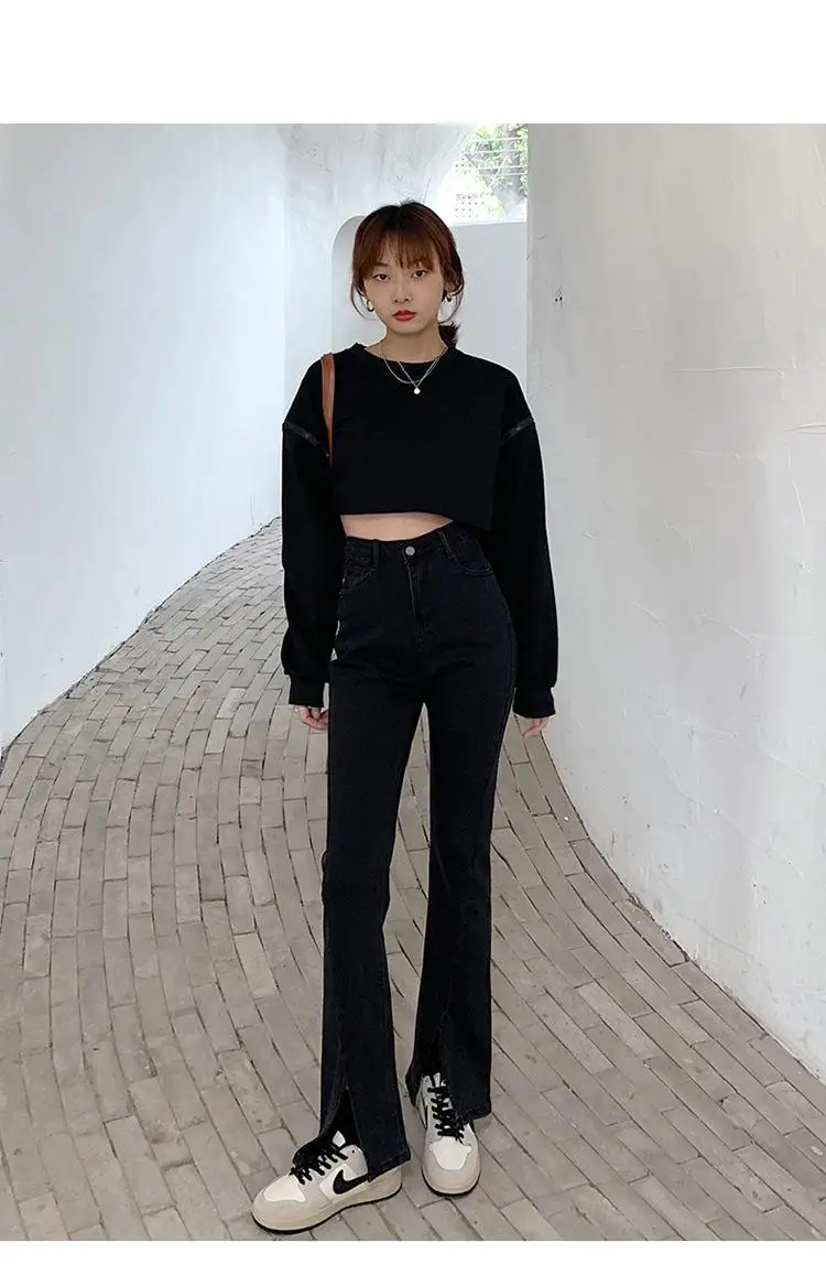 black mom jeans CGC 2022 New Spring Autumn Flared Jeans Women  Straight High Waist Jeans Casual Streetwear Slim Denim Pants Female Baggy Jeans brown jeans