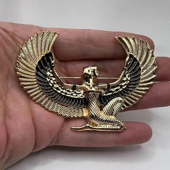 Ladies Vintage Egyptian Goddess Brooch Enamel Flying Eagle Retro Characters Casual Banquet Party Costume Accessories