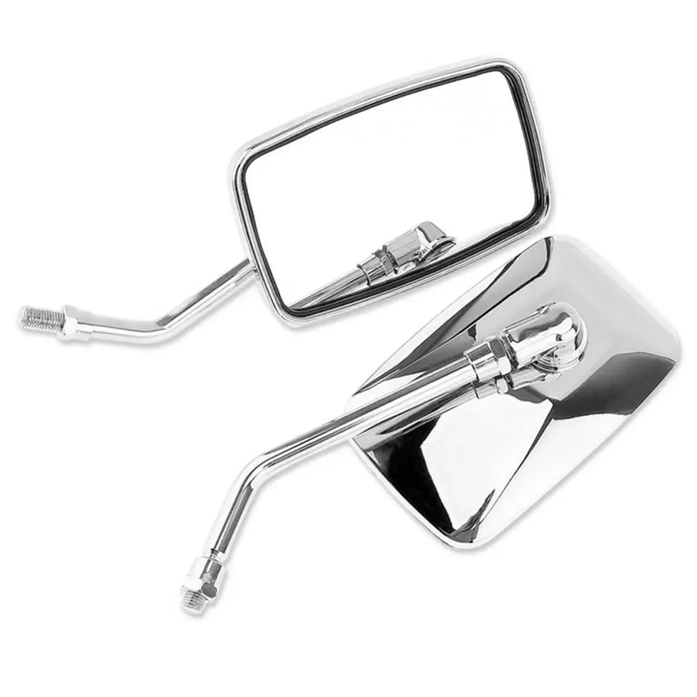 Rettangolo 1 Paio Di Specchietti Retrovisori Chrome Universal Motorcycle 10Mm Retrovisor De Moto Mirror Moto Per Honda Scooter E-Bike